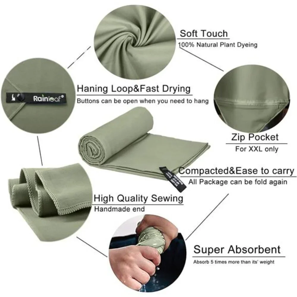 Microfiber Towel Perfect Travel & Gym & Camping Towel. Quick Dry-Super Absorbent